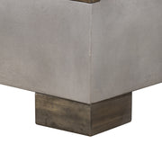Delaware Modern Concrete & Acacia Rectangular Coffee Table — view 3