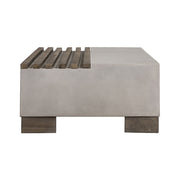 Delaware Modern Concrete & Acacia Rectangular Coffee Table — view 2