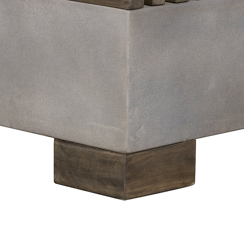 Delaware Modern Concrete & Acacia Square Coffee Table — view 2
