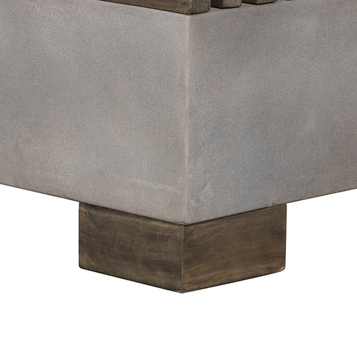 Delaware Modern Concrete & Acacia Square Coffee Table — view 2