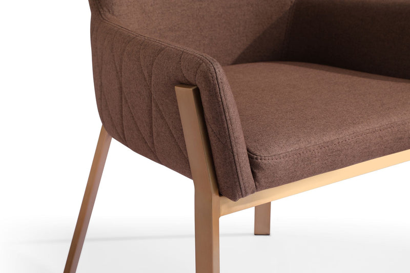 Robin - Modern Brown & Brass Dining Chair — view 2