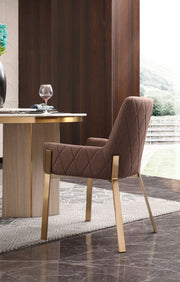Robin - Modern Brown & Brass Dining Chair — view 3