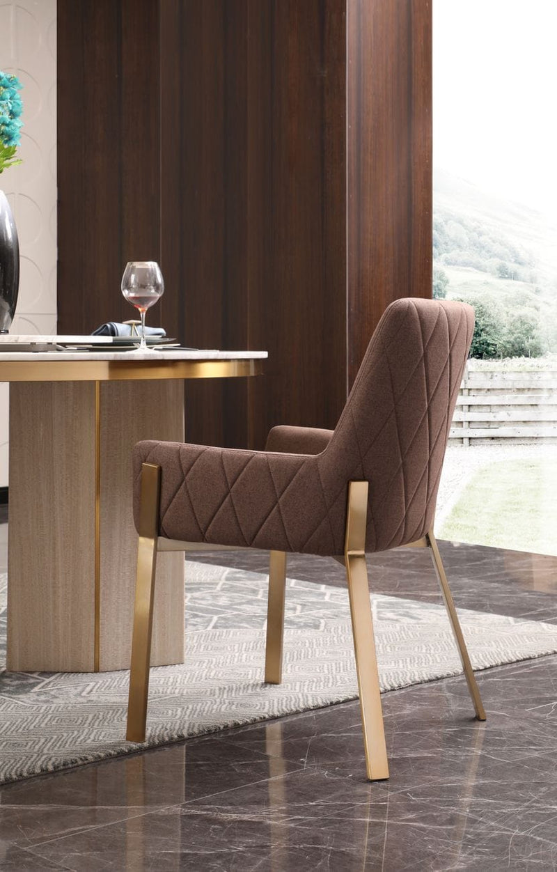 Robin - Modern Brown & Brass Dining Chair — view 3