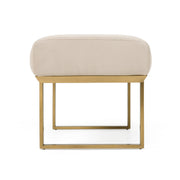 Robles - Modern Beige Fabric + Antique Brass Dining Bench — view 2