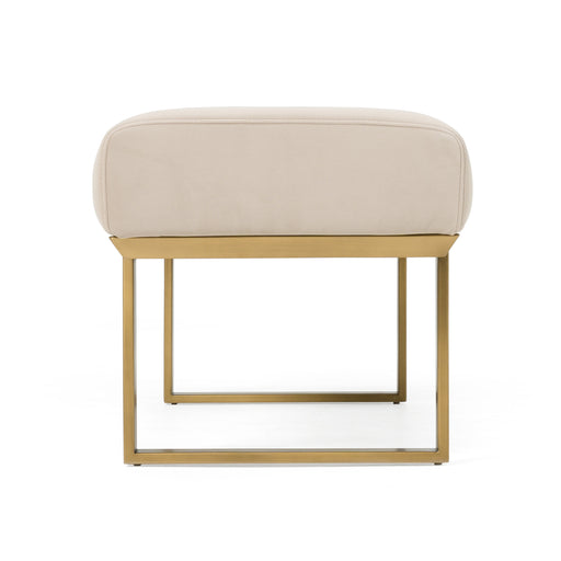 Robles - Modern Beige Fabric + Antique Brass Dining Bench — view 2