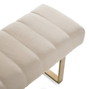 Robles - Modern Beige Fabric + Antique Brass Dining Bench — view 3