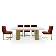 Rocky - Glam White Marble & Brush Gold Large Dining Table — view 3