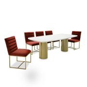 Rocky - Glam White Marble & Brush Gold Large Dining Table — view 5