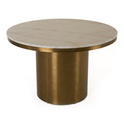 Rocky - Glam White Marble & Brush Gold Round Dining Table — view 4
