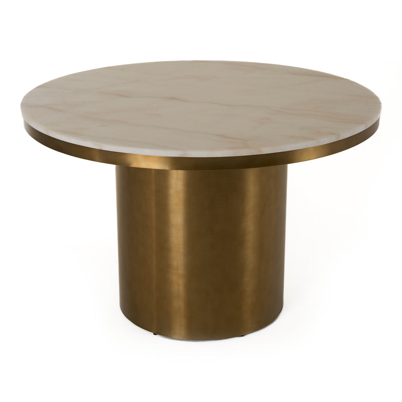 Rocky - Glam White Marble & Brush Gold Round Dining Table — view 4