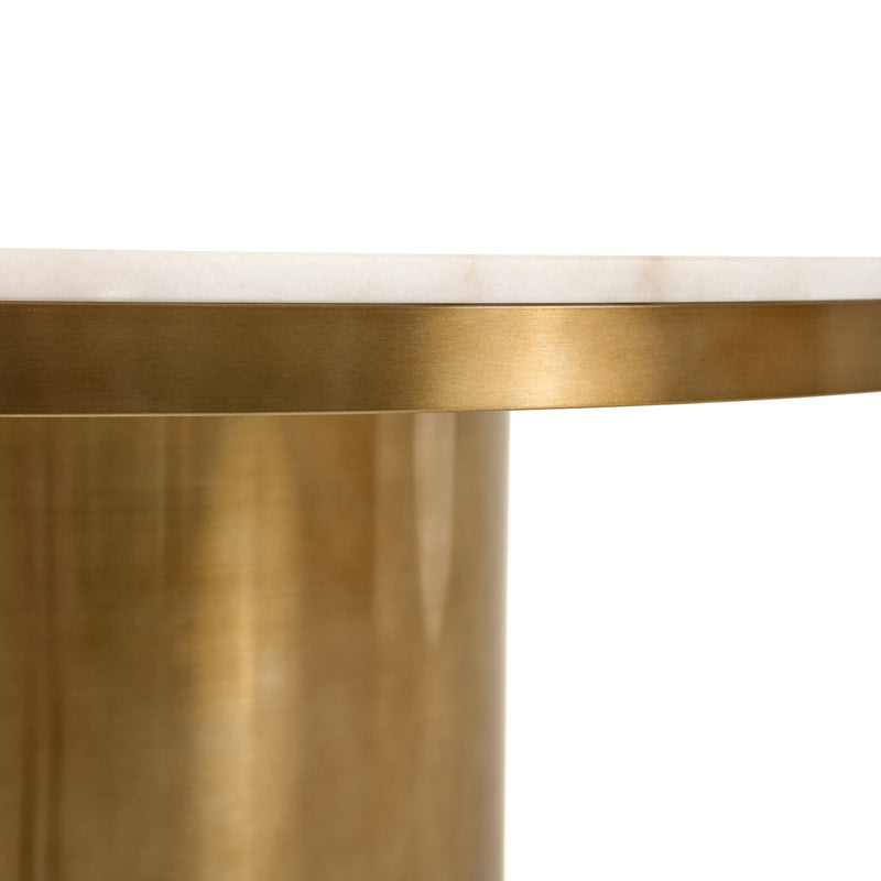 Rocky - Glam White Marble & Brush Gold Round Dining Table — view 5