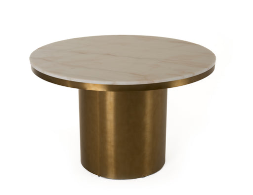 Rocky - Glam White Marble & Brush Gold Round Dining Table