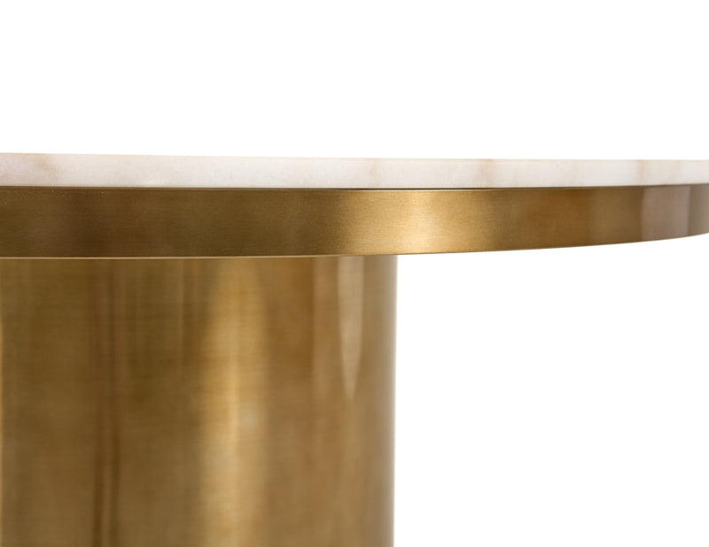 Rocky - Glam White Marble & Brush Gold Round Dining Table — view 2