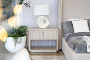 Roma - Modern Faux Travertine + Gold Nightstand — view 2
