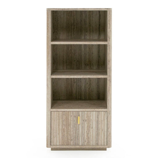 Roma - Modern Faux Travertine + Gold Bookcase