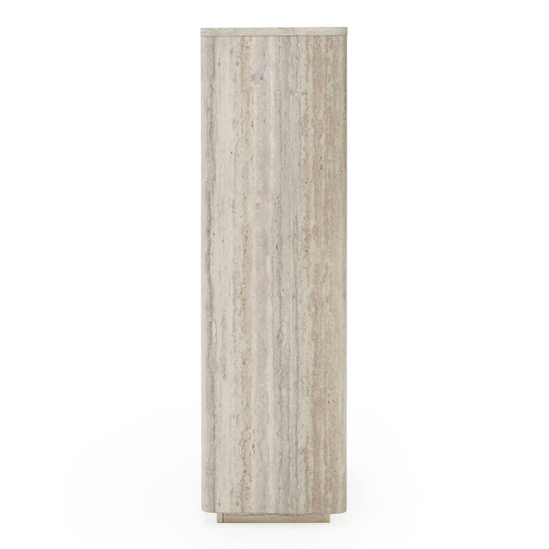 Roma - Modern Faux Travertine + Gold Bookcase — view 3