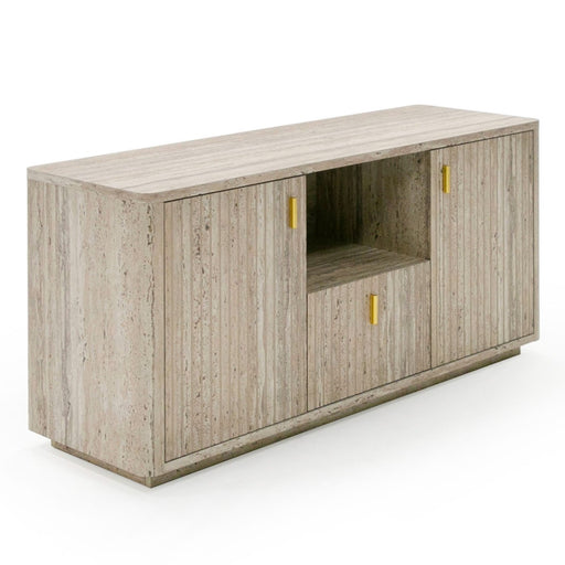Roma - Modern Faux Travertine + Gold File Cabinet — view 2