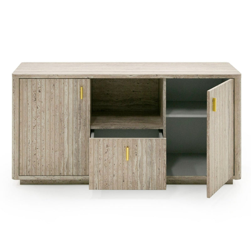Roma - Modern Faux Travertine + Gold File Cabinet — view 5
