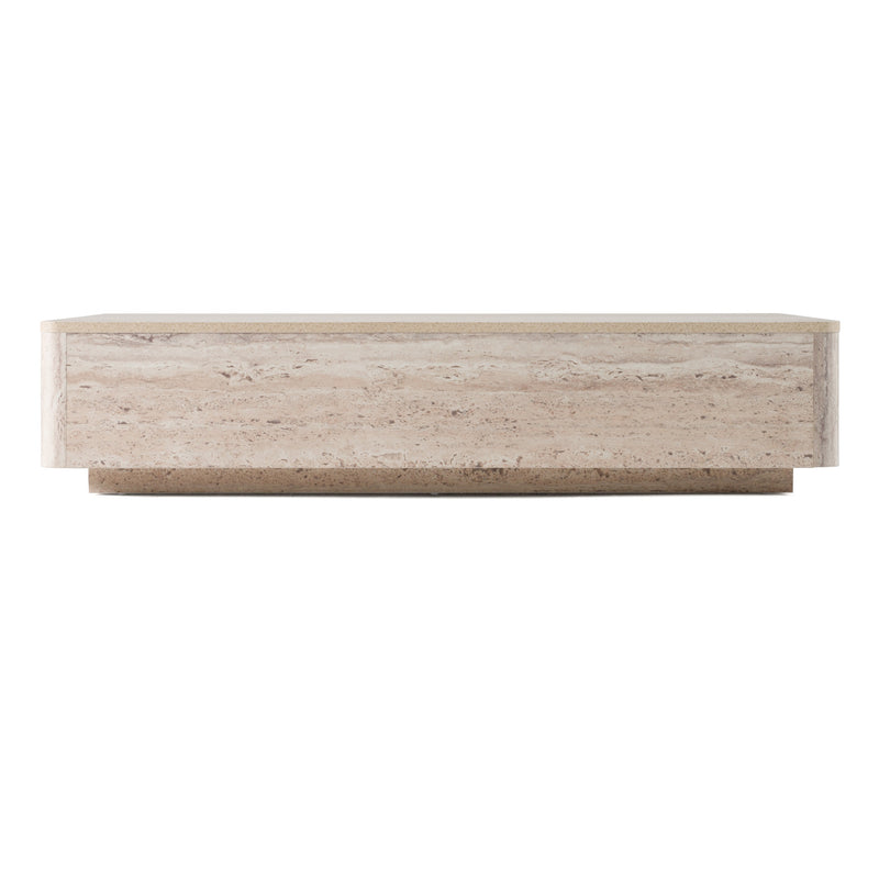 Roma - Modern Faux Travertine Rectangular Coffee Table
