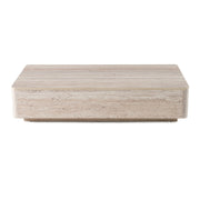 Roma - Modern Faux Travertine Rectangular Coffee Table — view 2