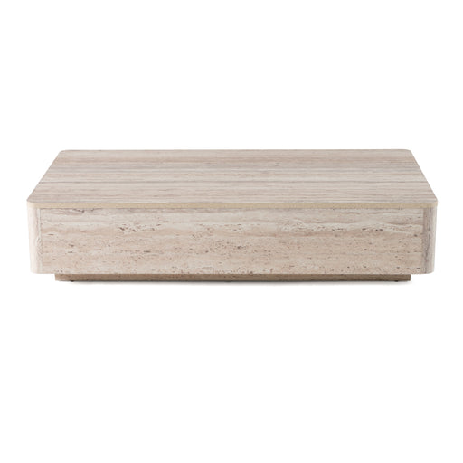 Roma - Modern Faux Travertine Rectangular Coffee Table — view 2