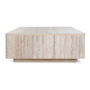 Roma - Modern Faux Travertine Rectangular Coffee Table — view 4