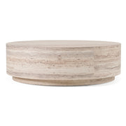 Roma - Modern Faux Travertine Round Coffee Table