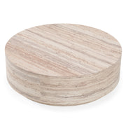 Roma - Modern Faux Travertine Round Coffee Table — view 3
