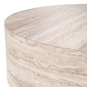 Roma - Modern Faux Travertine Round Coffee Table — view 4