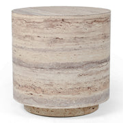 Roma - Modern Faux Travertine Round End Table