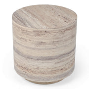 Roma - Modern Faux Travertine Round End Table — view 2