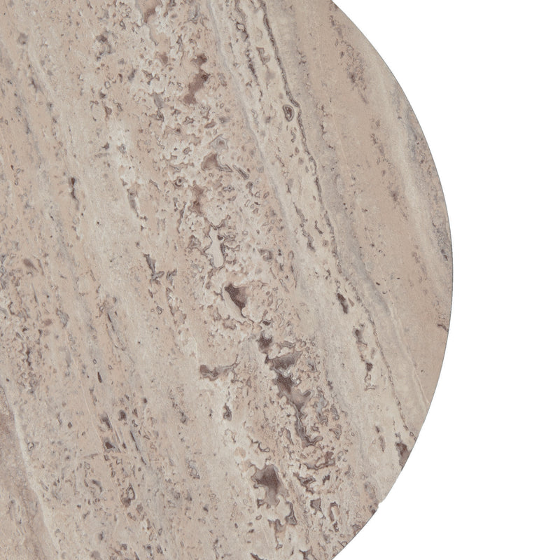 Roma - Modern Faux Travertine Round End Table — view 3