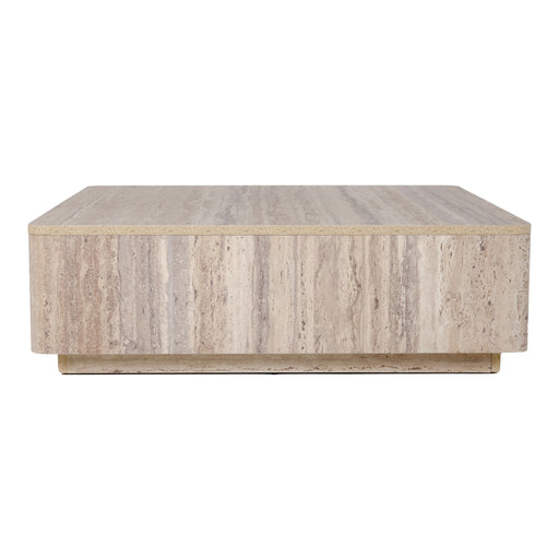 Roma - Modern Faux Travertine Square Coffee Table