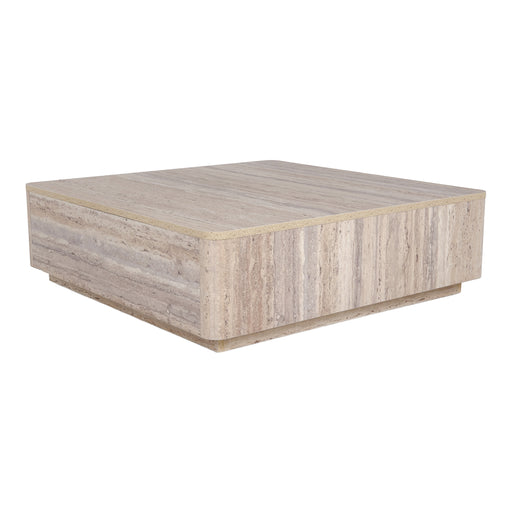 Roma - Modern Faux Travertine Square Coffee Table — view 2