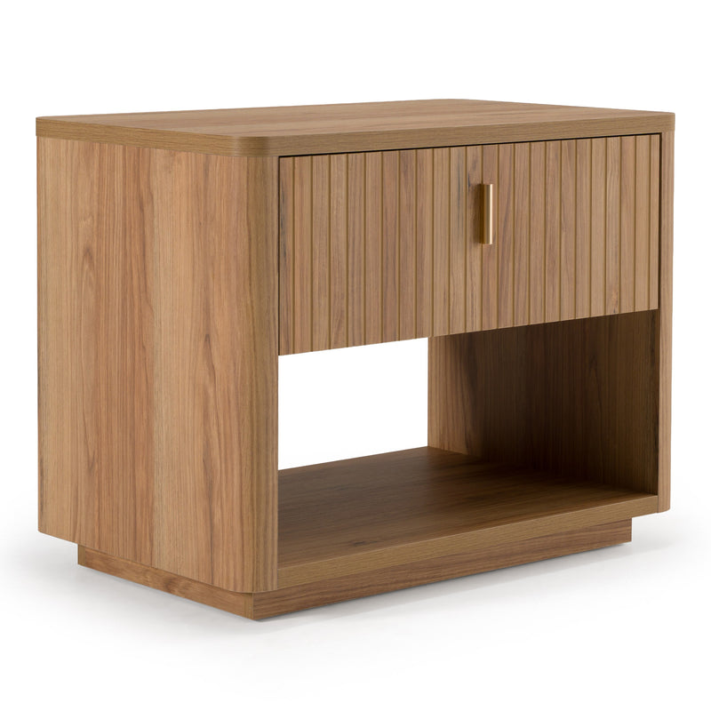 Harris + Roma - Modern Off-White Fabric + Oak 4-Piece Bedroom Set — view 3