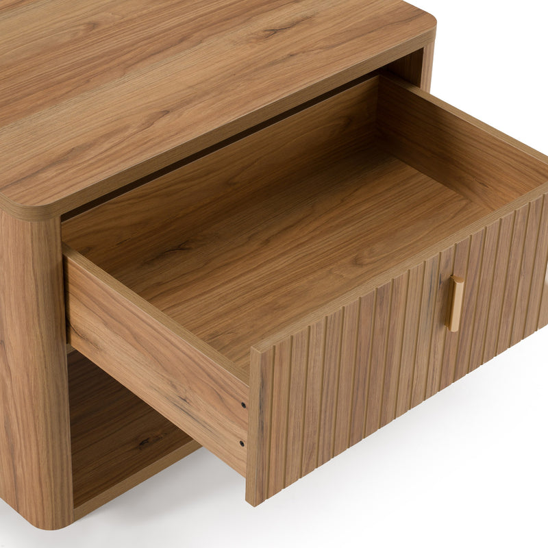 Roma - Modern Oak + Gold Nightstand — view 5