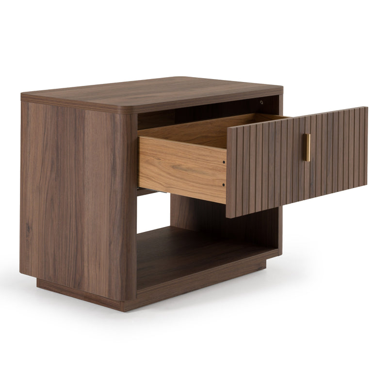 Roma - Modern Walnut + Gold Nightstand — view 4