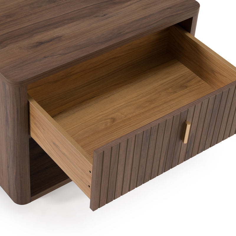 Roma - Modern Walnut + Gold Nightstand — view 5