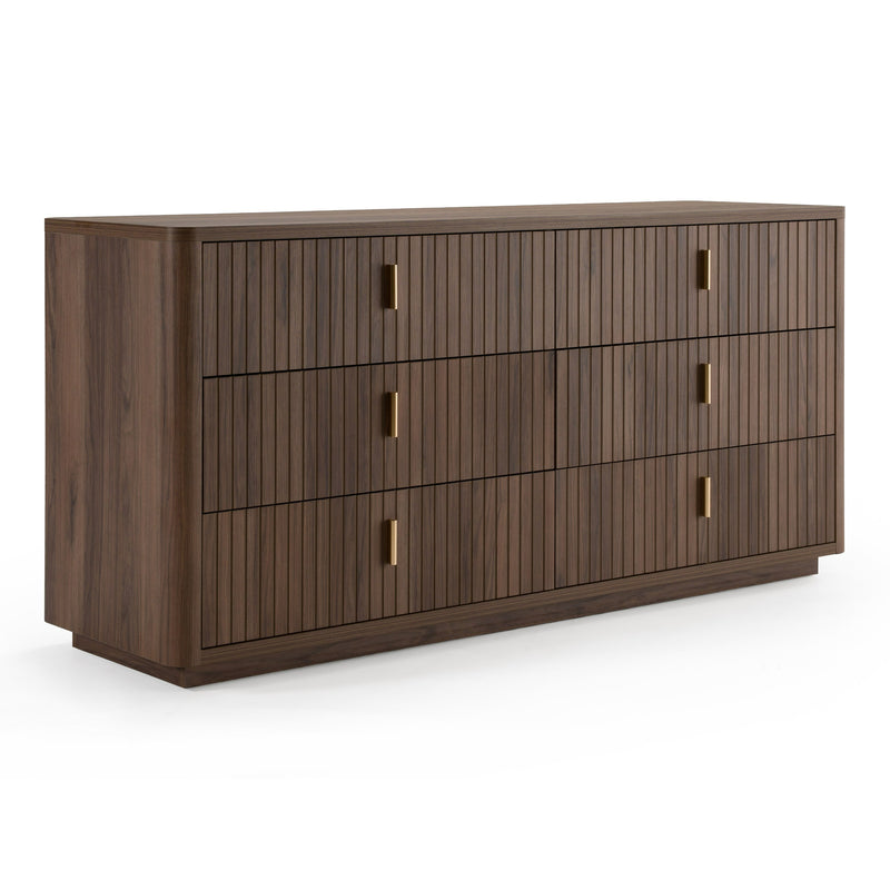 Daystar + Roma - Modern Dark Brown Velvet + Walnut 4-Piece Bedroom Set — view 4