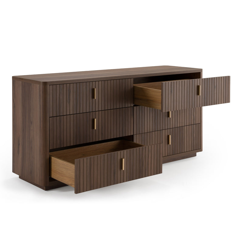 Roma - Modern Walnut + Gold Dresser — view 4