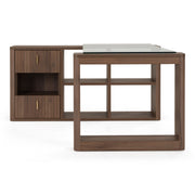 Roma - Modern Glass + Walnut Reversible Desk — view 2