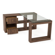 Roma - Modern Glass + Walnut Reversible Desk — view 3