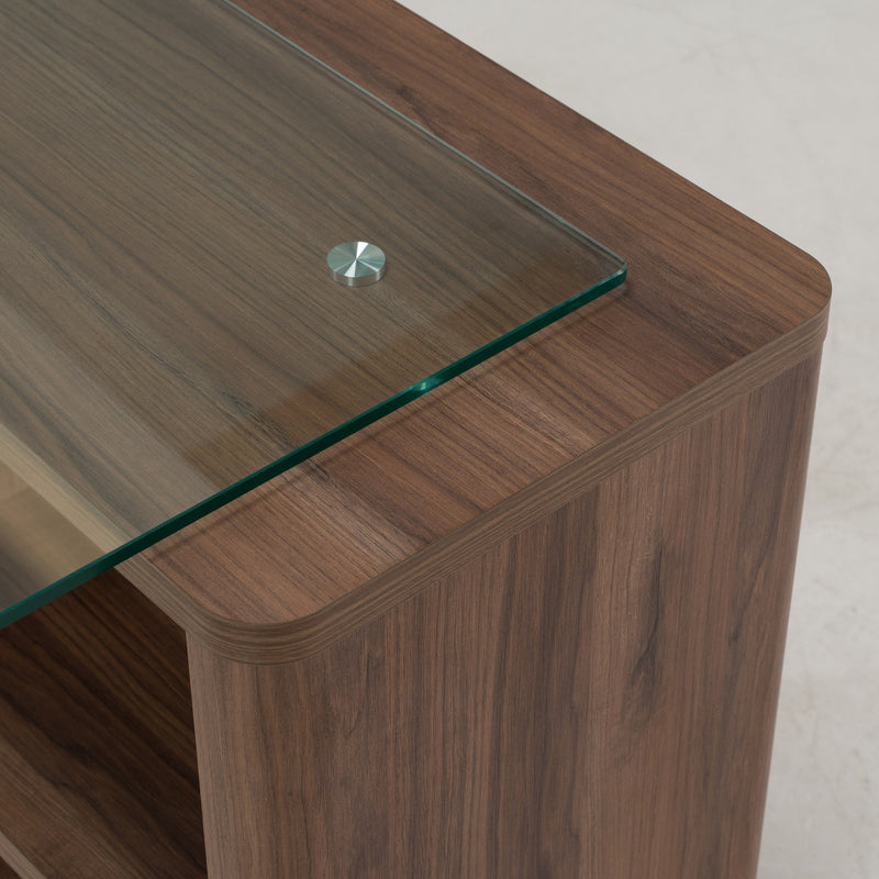 Roma - Modern Glass + Walnut Reversible Desk — view 5
