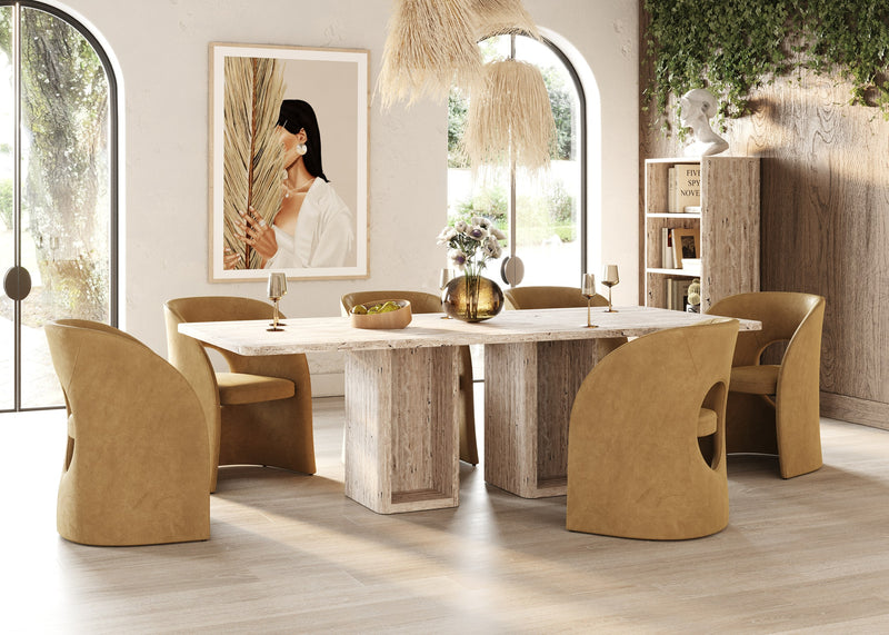 Roma - Modern Travertine Rectangular Dining Table — view 2