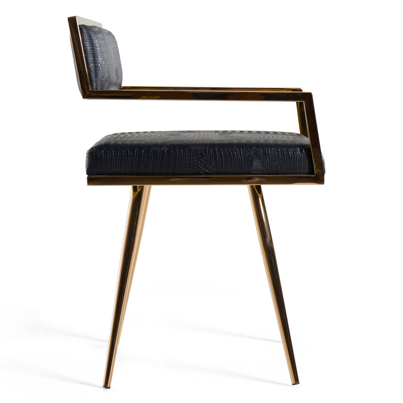 Rosario Modern Black & Rosegold Dining Chair — view 4