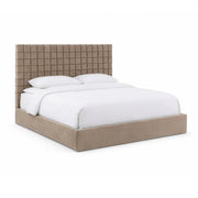 Rousey + Roma - Modern Taupe Fabric + Walnut 4-Piece Bedroom Set — view 2