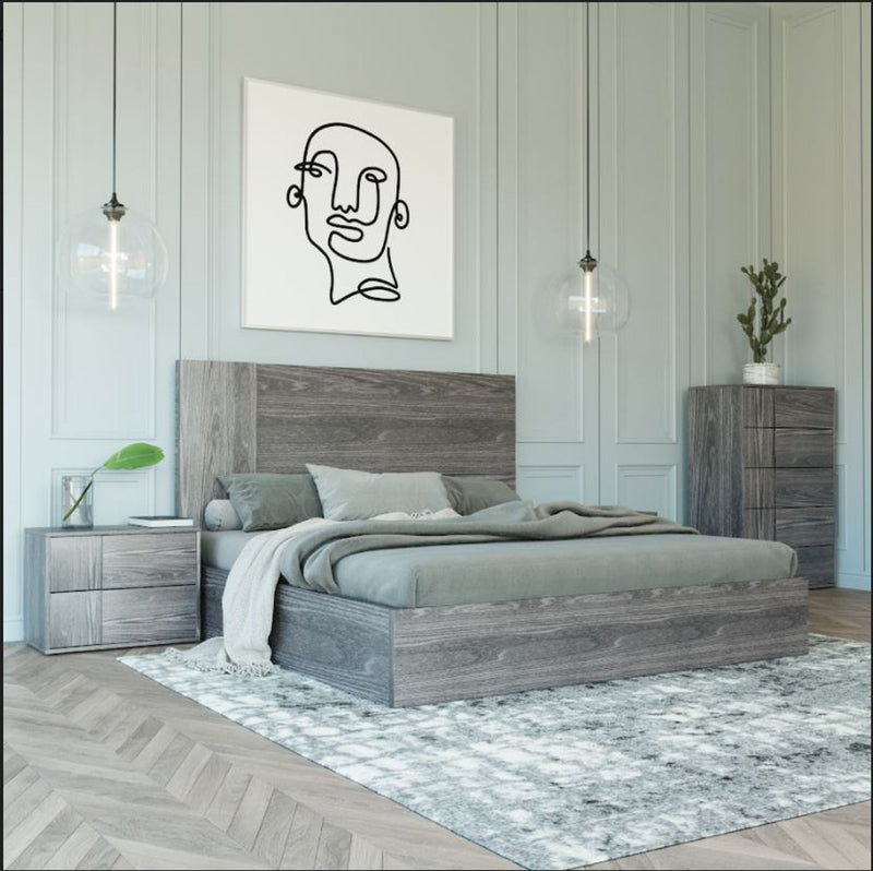 Asus - Italian Modern Elm Grey Bed