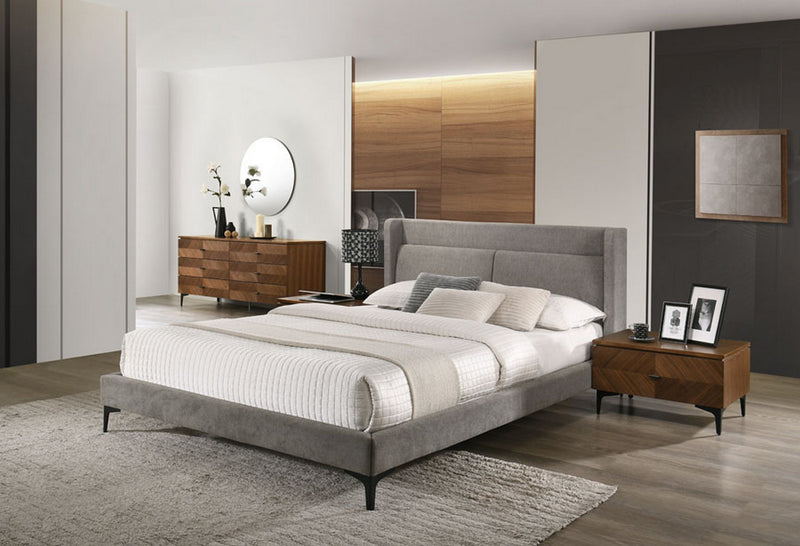Paula - Queen Mid-Century Grey Upholstered Bed
