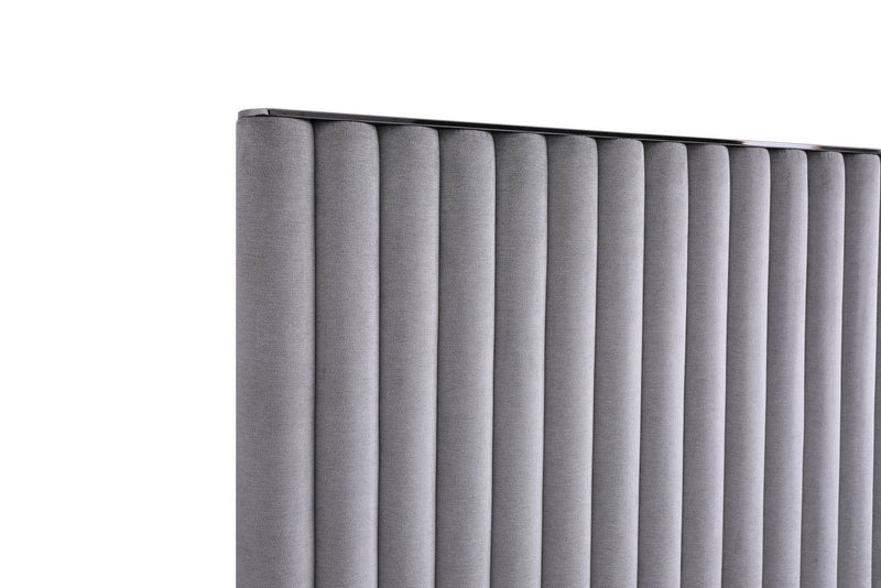 Splendor - Silver + Grey Velvet Upholstered King Platform Bed