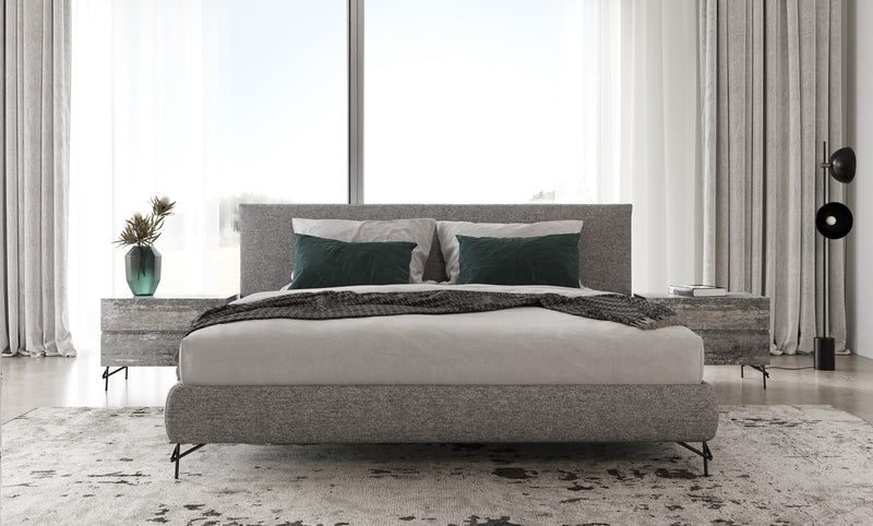 Aria - Italian Modern Multi Grey Bed and Two Nightstands — view 4